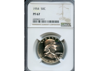 PMJ Coins & Collectibles, Inc. 1954 50C  NGC PF67  Franklin Half-dollar