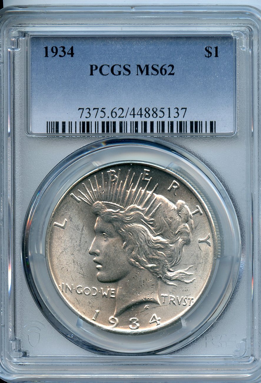 1934  $1  PCGS  MS62  Peace Dollar