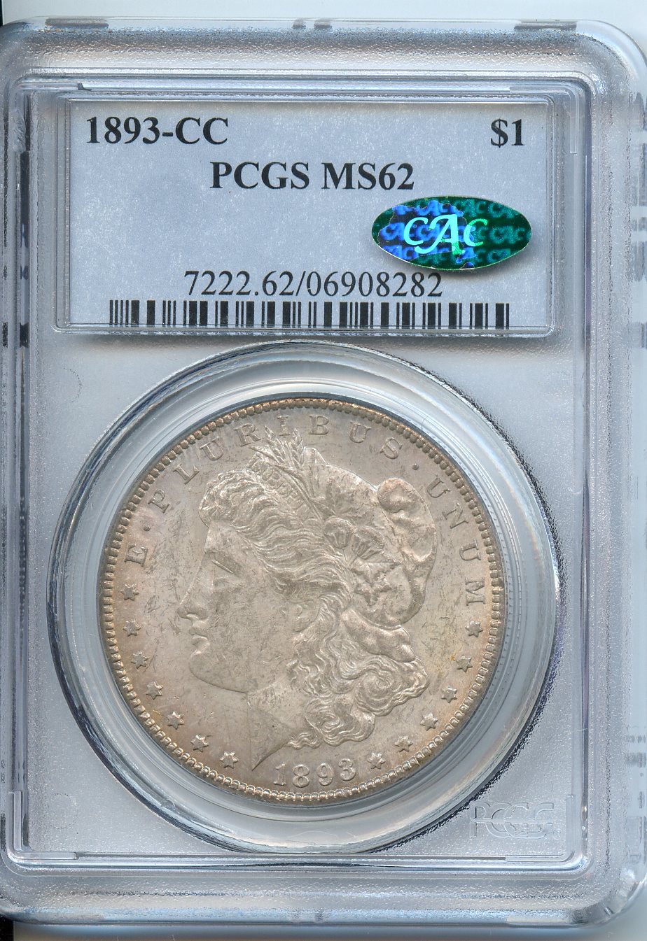 1893 CC $1  PCGS  MS62  CAC  Morgan Dollar