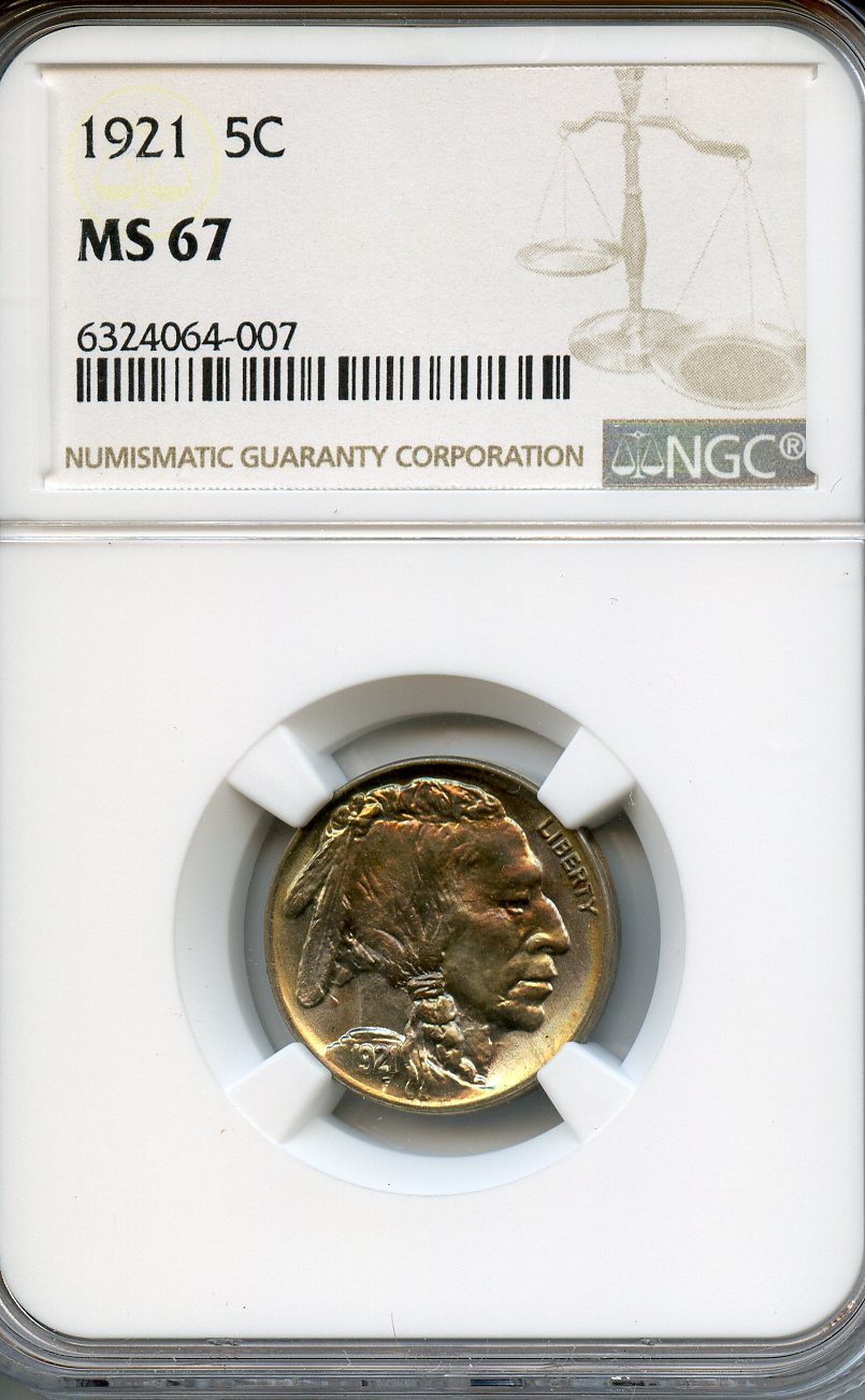 1921 5C  NGC  MS67  Buffalo Nickel