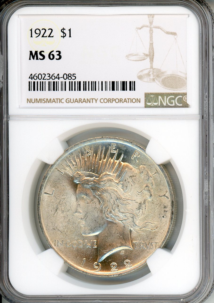 1922 $1 NGC MS 63