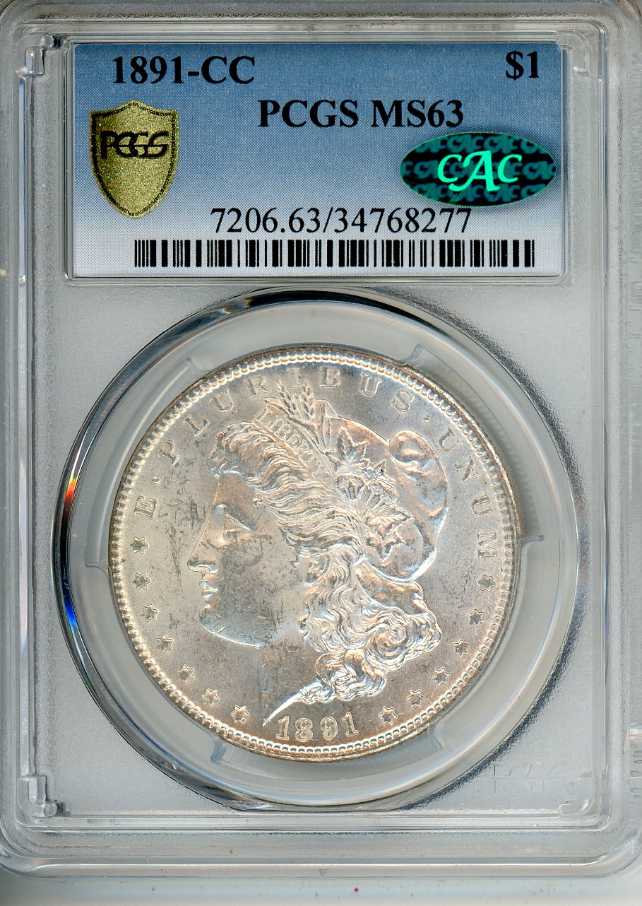 1891 CC $1 PCGS MS 63 CAC