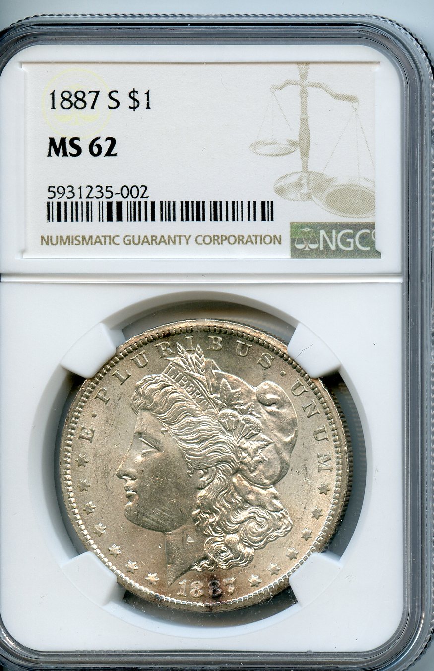 1887 S  $1  NGC  MS62  Morgan Dollar