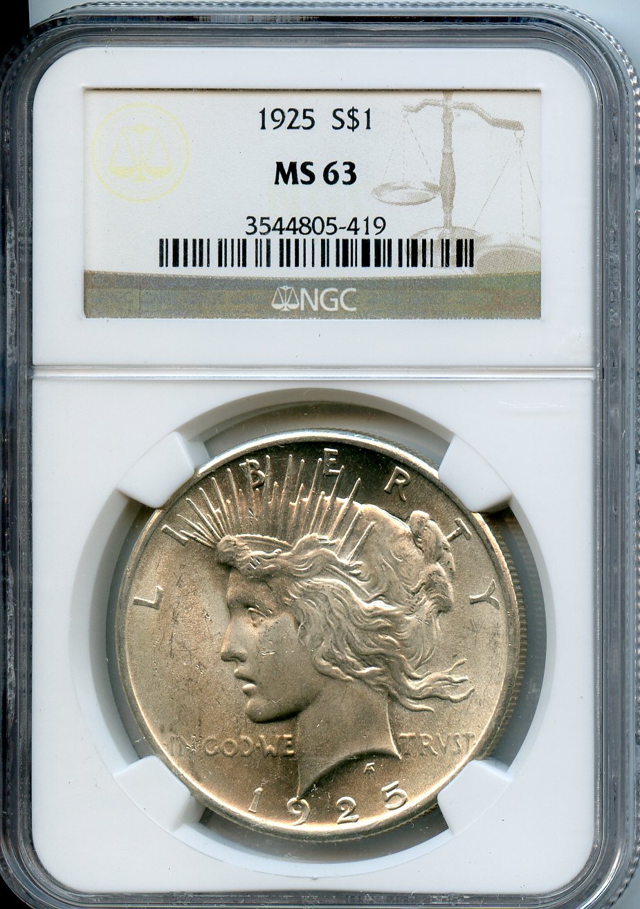 1925  $1  NGC  MS63  Peace Dollar