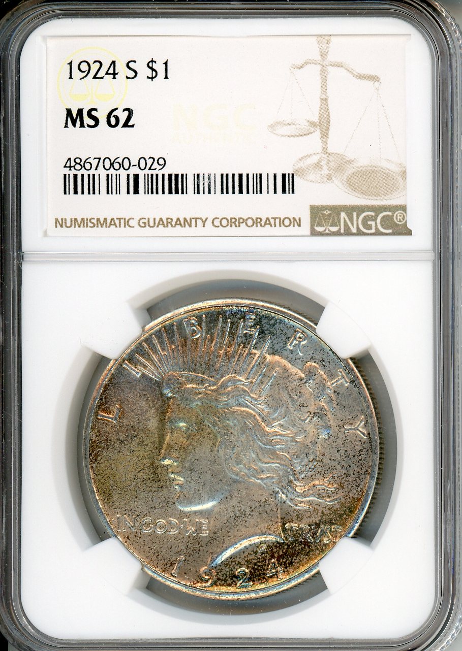 1924 S $1 NGC MS 62
