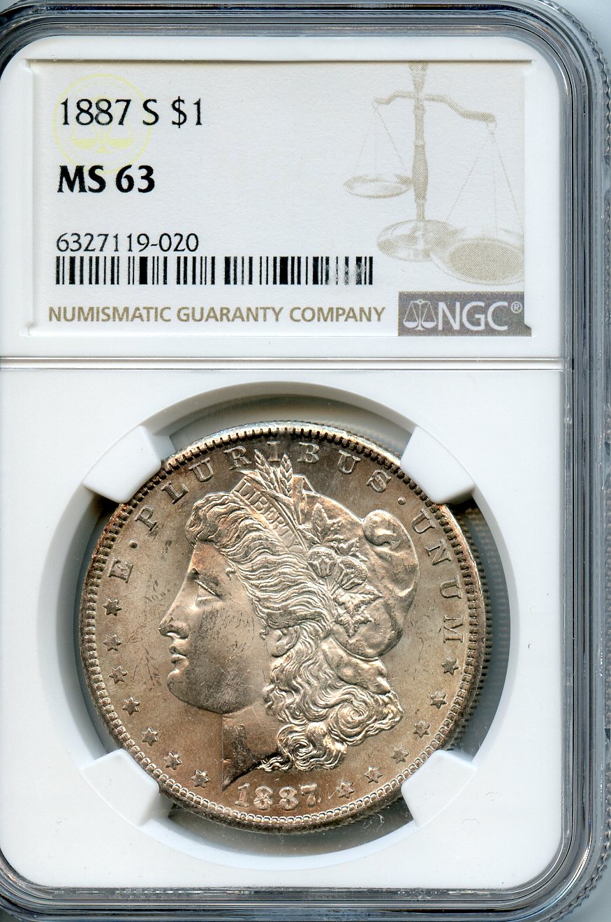 1887 S  $1  NGC  MS63  Morgan Dollar