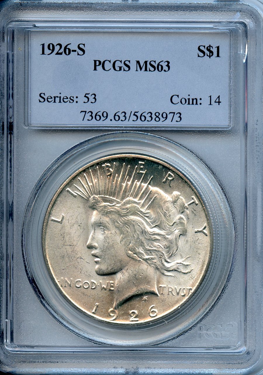 1926 S  $1  PCGS  MS63  Peace Dollar