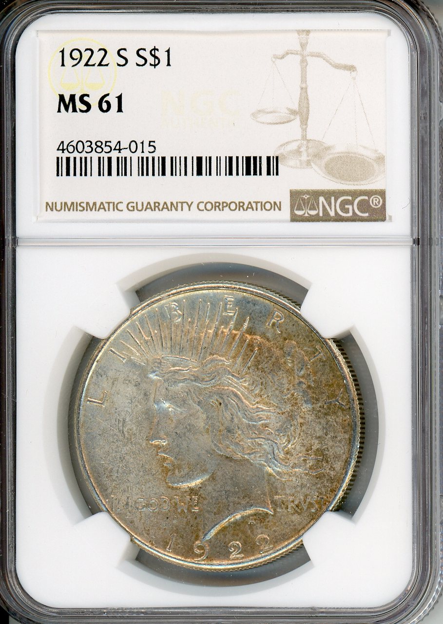 1922 S $1 NGC MS 61