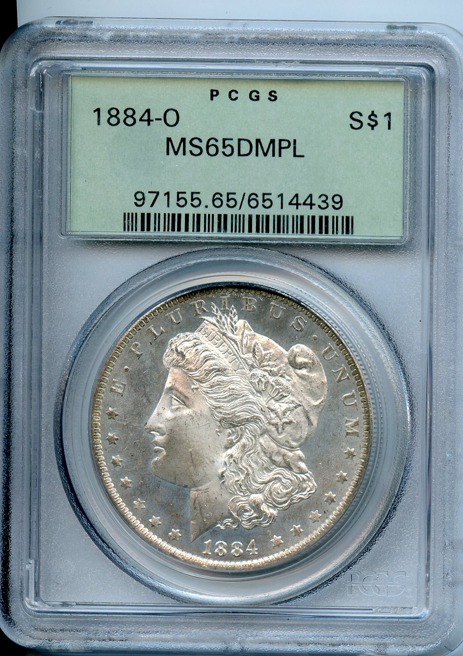 1884 O $1  PCGS  MS65 DMPL  Morgan Dollar