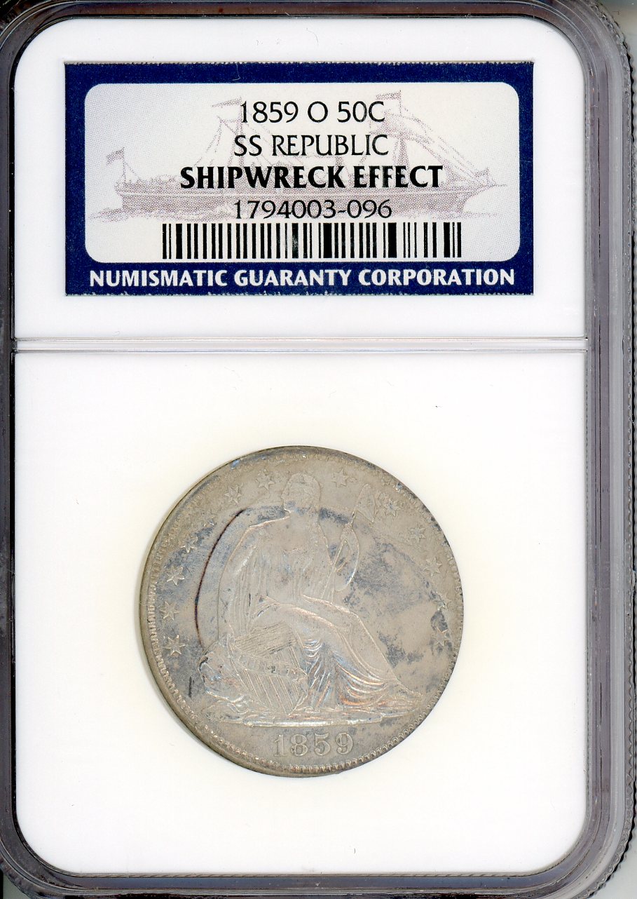 1859 O 50C SS Republic Shipwreck Effect