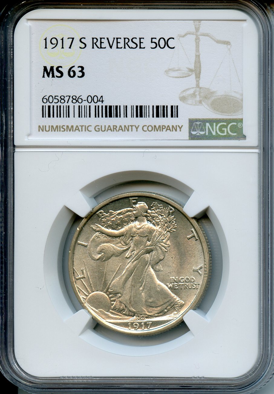 1917 S  Reverse  50C  NGC  MS63  Walking Liberty Half-dollar