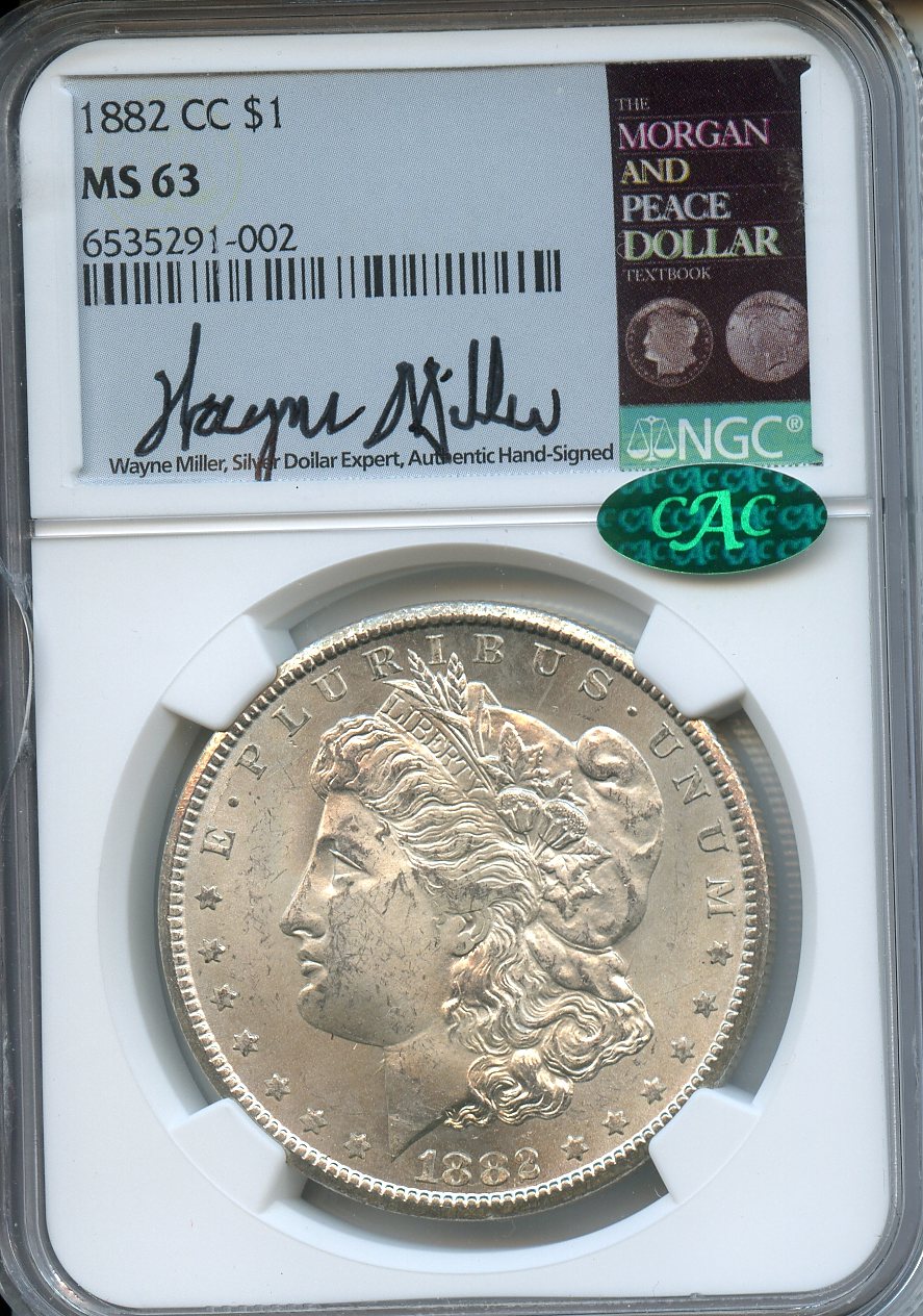 1882 CC  $1  NGC  MS63 CAC  Morgan Dollar