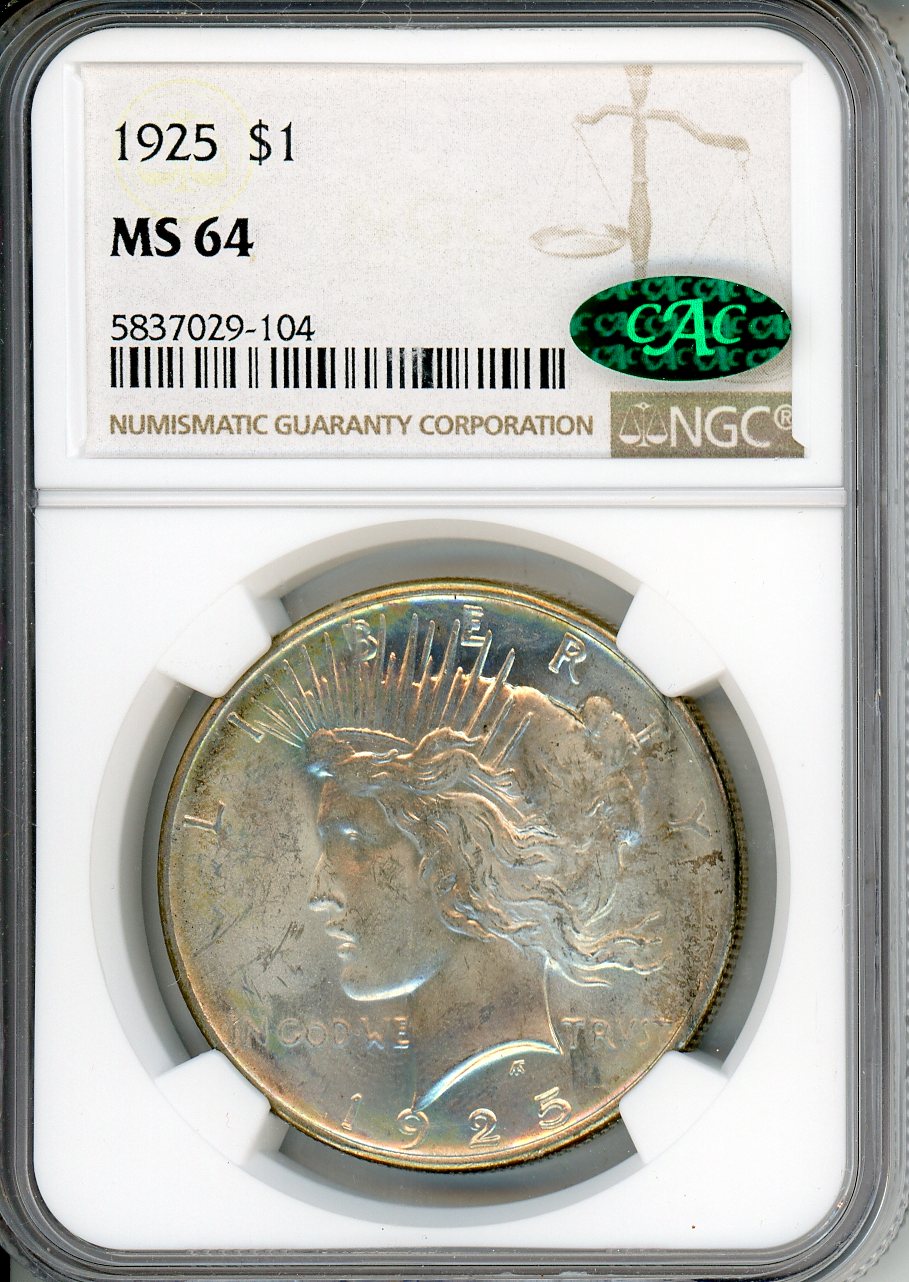 1925 $1 NGC MS 64 CAC