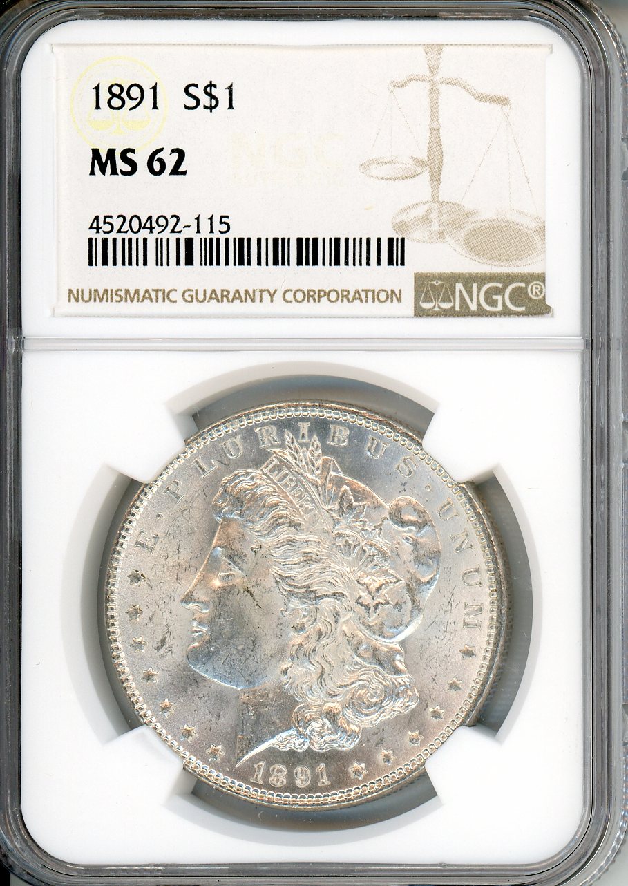 1891 $1 NGC MS 62