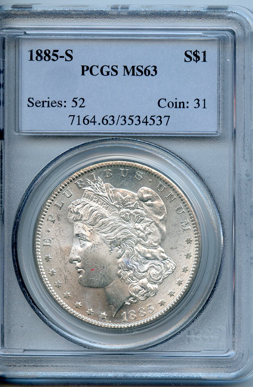 1885 S  $1  PCGS  MS63  Morgan Dollar