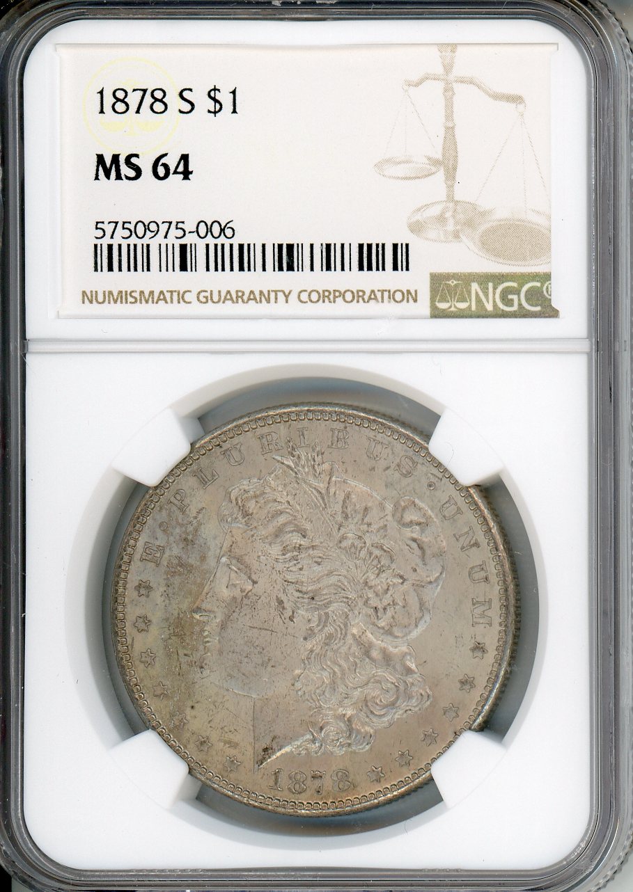 1878 S $1 NGC MS 64