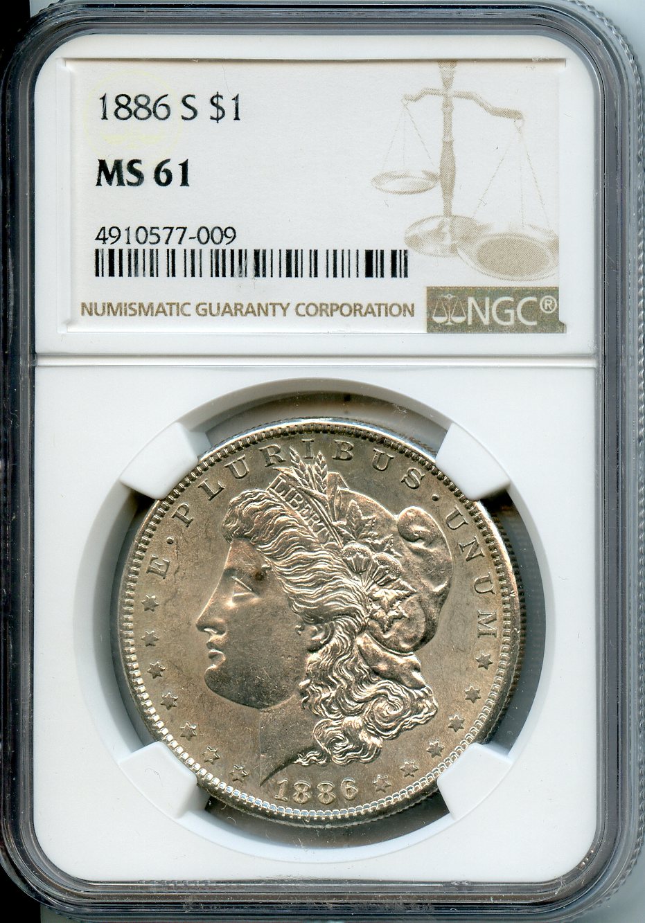 1886 S  $1  NGC  MS61  Morgan Dollar