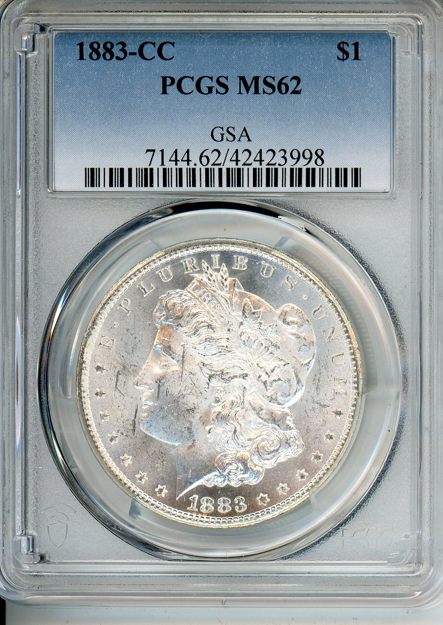 1883 CC $1 PCGS MS 62 Morgan Dollar  GSA