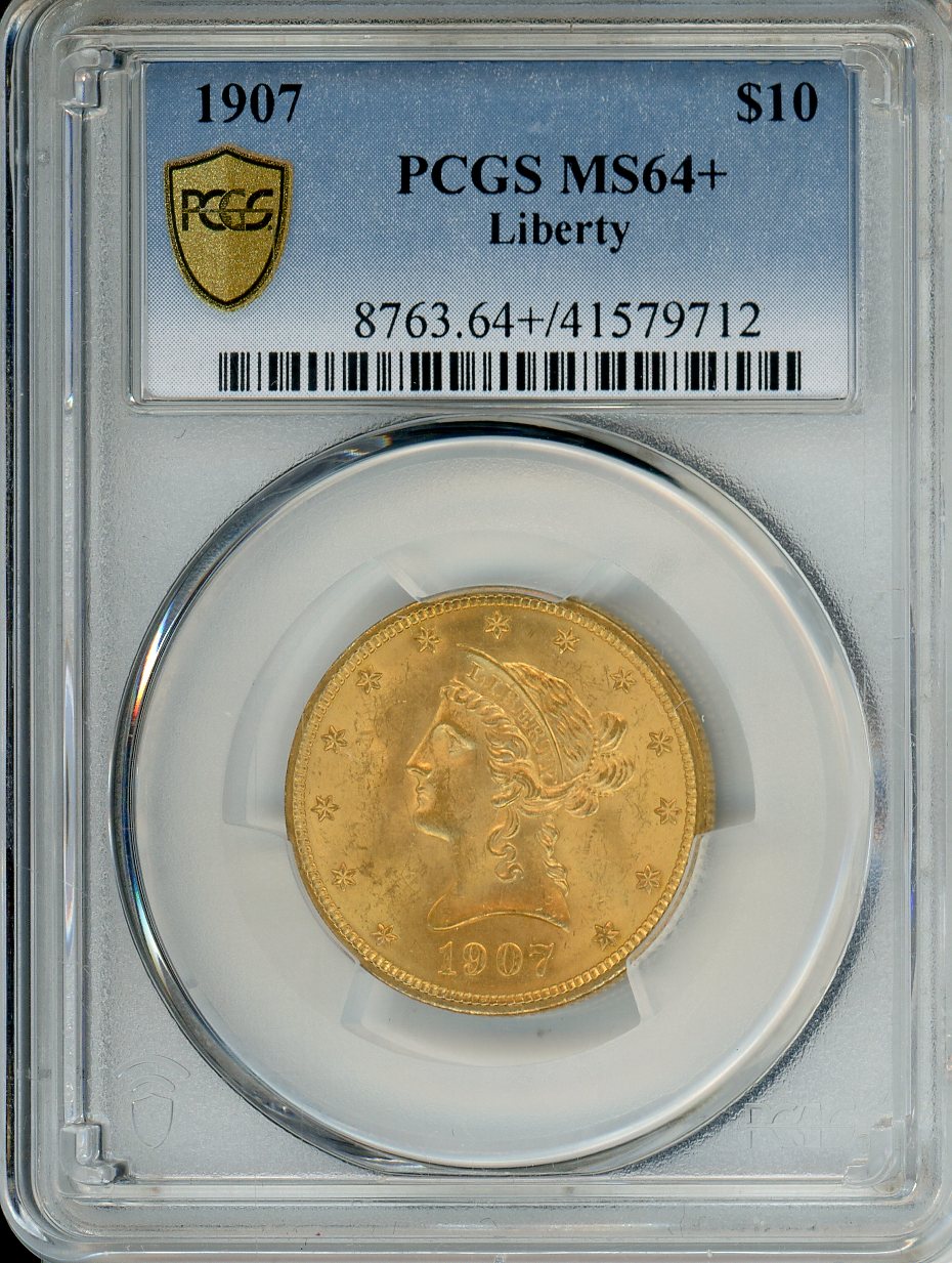 1907 $10 Liberty Gold PCGS MS64+