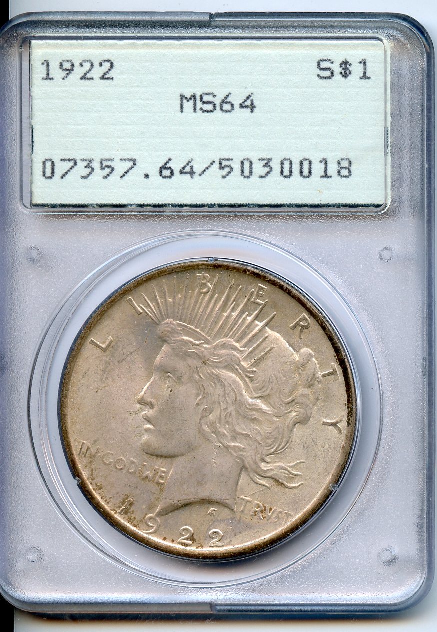 1922  $1  PCGS  MS64  Peace Dollar