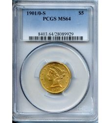 PMJ Coins & Collectibles, Inc. $5 Gold $5  Gold  1901/0  S  PCGS  MS-64  LIBERTY GOLD 