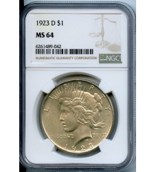 PMJ Coins & Collectibles, Inc. Peace Dollars 1923 D  $1  NGC  MS64  PEACE DOLLAR