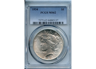 PMJ Coins & Collectibles, Inc. 1934  $1  PCGS  MS62  Peace Dollar