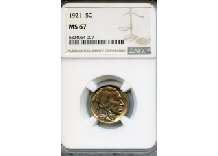 PMJ Coins & Collectibles, Inc. 1921 5C  NGC  MS67  Buffalo Nickel