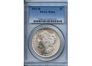 PMJ Coins & Collectibles, Inc. 1921 D $1  PCGS  MS64  Morgan Dollar
