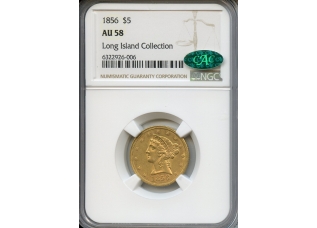 PMJ Coins & Collectibles, Inc. 1856  $5  Gold  NGC  AU58  CAC  Liberty Head