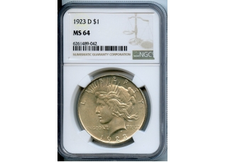 PMJ Coins & Collectibles, Inc. 1923 D  $1  NGC  MS64  PEACE DOLLAR