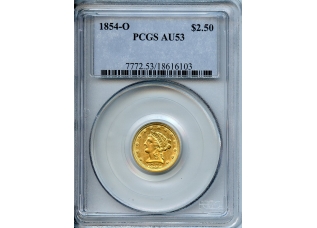 PMJ Coins & Collectibles, Inc. 1854 O $2.50  Gold  PCGS  AU53  Liberty Head