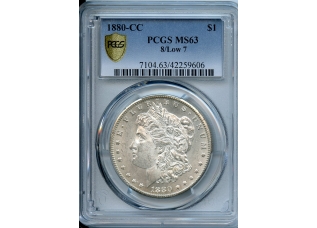 PMJ Coins & Collectibles, Inc. 1880 CC  $1   8/Low &  PCGS  MS63
