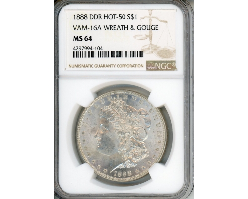 PMJ Coins & Collectibles, Inc. 1888 DDR HOT-50 $1 VAM 16A Wreath & Gouge NGC MS 64