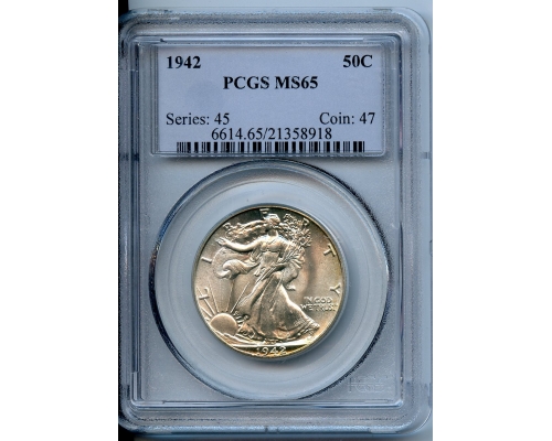 PMJ Coins & Collectibles, Inc. 1942 50C  PCGS  MS65  Walking Liberty Half-dollar