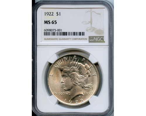 PMJ Coins & Collectibles, Inc. 1922  $1  NGC  MS65  Peace Dollar