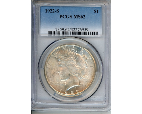 PMJ Coins & Collectibles, Inc. 1922 S $1 PCGS MS 62