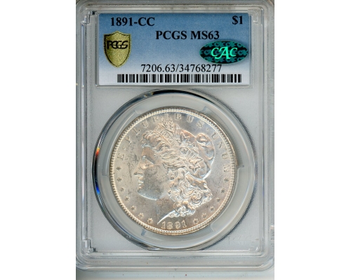 PMJ Coins & Collectibles, Inc. 1891 CC $1 PCGS MS 63 CAC