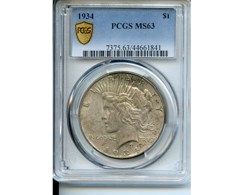 PMJ Coins & Collectibles, Inc. 1934 $1  PCGS  MS63  Peace Dollar