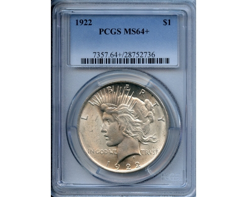 PMJ Coins & Collectibles, Inc. 1922  $1  PCGS  MS64+  Peace Dollar