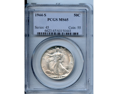 PMJ Coins & Collectibles, Inc. 1944 S  50C  PCGS  MS65  Walking Liberty Half-dollar