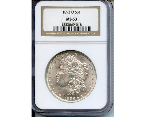 PMJ Coins & Collectibles, Inc. 1892 O $1  NGC MS63  Morgan Dollar