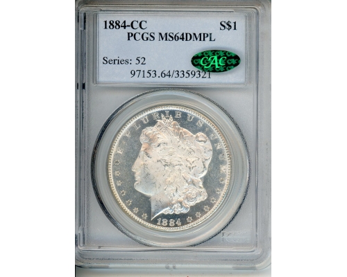 PMJ Coins & Collectibles, Inc. 1884 CC $1 PCGS MS 64 DMPL CAC