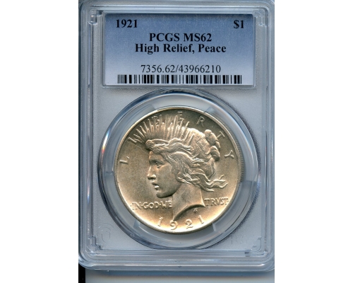 PMJ Coins & Collectibles, Inc. 1921  $1  PCGS  MS62  High Relief   Peace Dollar