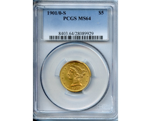 PMJ Coins & Collectibles, Inc. $5  Gold  1901/0 S  PCGS  MS64  Liberty Gold