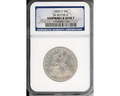 PMJ Coins & Collectibles, Inc. 1858 O 50C NGC Shipwreck Effect SS Republic 