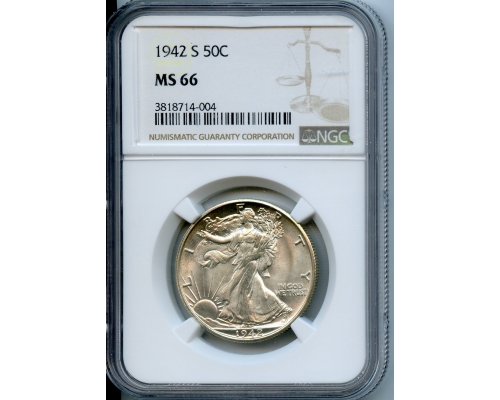 PMJ Coins & Collectibles, Inc. 1942 S  50C  NGC  MS66  Walking Liberty Half-dollar