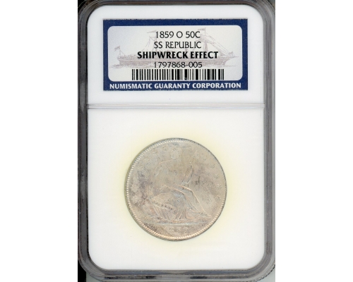 PMJ Coins & Collectibles, Inc. 1859 O 50C NGC SS Republic Shipwreck Effect