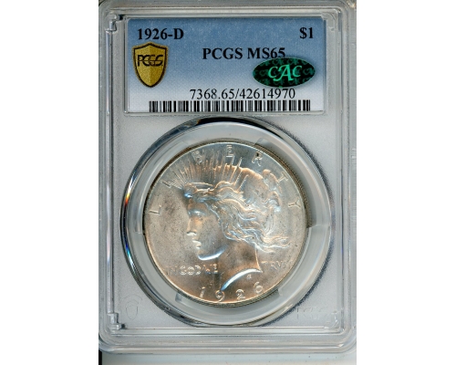 PMJ Coins & Collectibles, Inc. 1926 D $1 PCGS MS 65 CAC