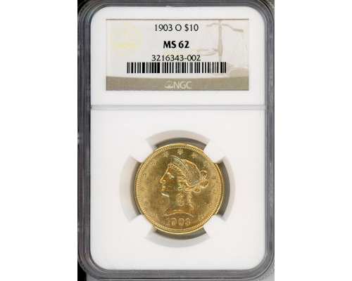 PMJ Coins & Collectibles, Inc. 1903 O $10 Gold NGC MS62 Liberty Head